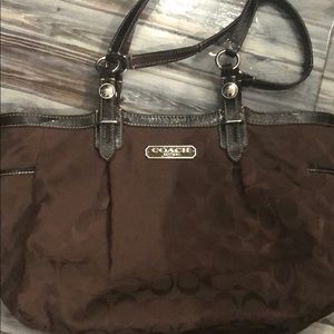 Brown signature C coach bag